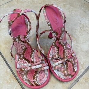 SCHUTZ Pink and Brown Snake Print Heels